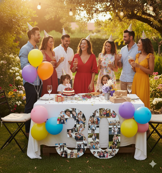 Número 30 con fotografías gigante para cumpleaños - Picletters