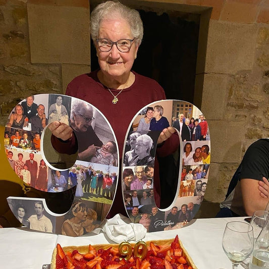 Número 80 con fotografías para cumpleaños abuelos - Picletters