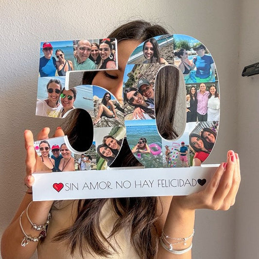 Números con fotografías con base dedicatoria DISEÑO PREVIO