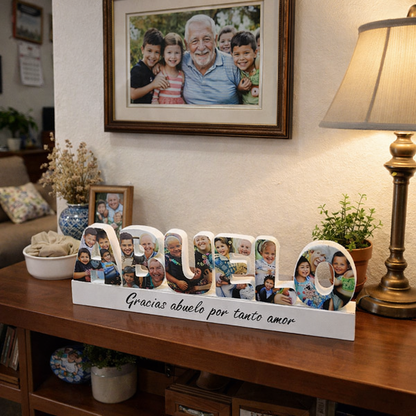 ABUELO con fotografías y base dedicatoria