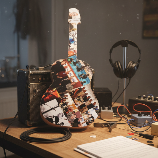 Guitarra con fotografías