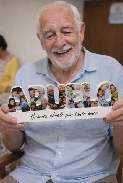 ABUELO con fotografías y base dedicatoria