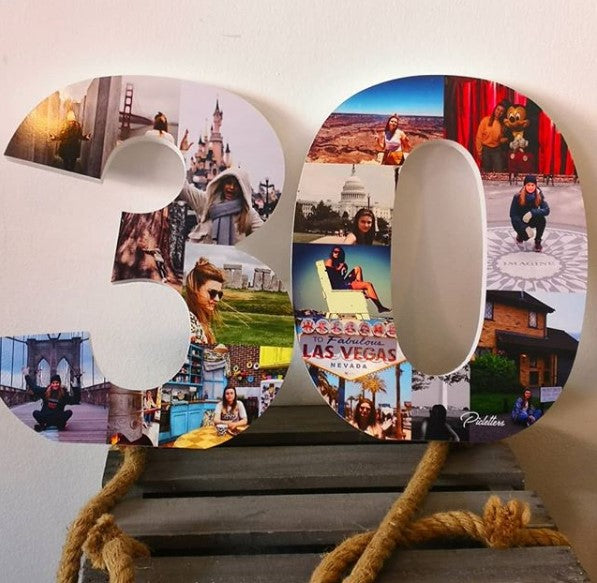 Número con fotos decorados
